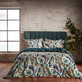 Aretha Printed Cotton Sateen Duvet Cover Set Teal/Olive