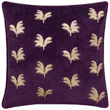 Guilded Palms Embroidered Cushion Plum