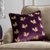 Guilded Palms Embroidered Cushion Plum