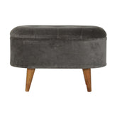 Grey Velvet Storage Footstool