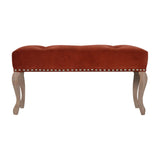 French Style Rust Velvet Bench