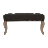 French Style Black Velvet Bench