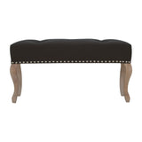 French Style Black Velvet Bench