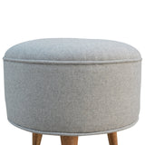 Round Grey Tweed Footstool