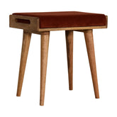 Brick Red Velvet Tray Footstool
