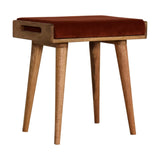Brick Red Velvet Tray Footstool