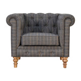 Pewter Tweed Chesterfield Armchair