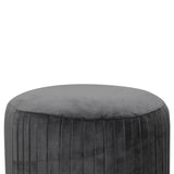 Grey Velvet Pleated Footstool