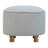 Light Grey Tweed Oval Footstool