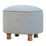 Light Grey Tweed Oval Footstool