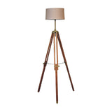Wooden Brass Teak Floor Lamp