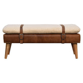 Bouclé Buffalo Hide Leather Bench