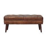 Harbour Brown Leather Bench