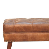 Harbour Brown Leather Bench
