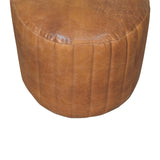Buffalo Leather Boucle Footstool