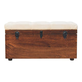 California Walnut White Linen Storage Trunk