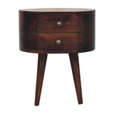 California Walnut Rounded Bedside Table