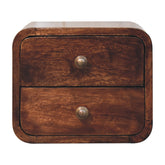 Mini Curved California Walnut Wall Mounted Bedside