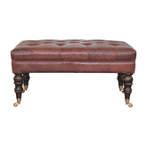 Buffalo Brown Leather Ottoman with Castor Legs