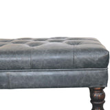 Buffalo Teal Leather Ottoman with Castor Legs