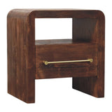 Tiger Oak Open Bedside with Brass Handle