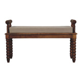 Amber Oak Mud Linen Bench