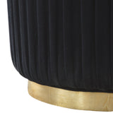 Black Velvet Pleated Footstool