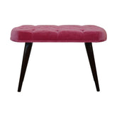 Pink Cotton Velvet Button Bench