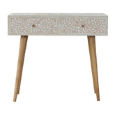 Taupe Floral Bone Console