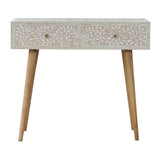 Taupe Floral Bone Console