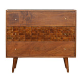 Tile Carved Chestnut Chest