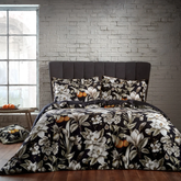 Lavish Floral Printed Cotton Sateen Duvet Cover Set Noir