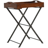 Wood Tray With Cross Iron Base