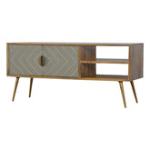 Sleek Cement Brass Inlay Media Unit