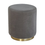 Gold Base Grey Velvet Footstool