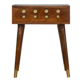 Chestnut Brass Cut out Bedside