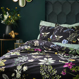 Midnight Bee Floral Velvet Duvet Cover Set Black