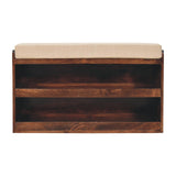 California Walnut & Mud Linen Pull out Shoe Bench