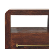 Tiger Oak Open Bedside with Brass Handle