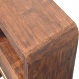 Tiger Oak Open Bedside with Brass Handle