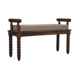 Amber Oak Mud Linen Bench