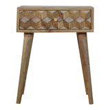 Cube Carved 1 Drawer Bedside