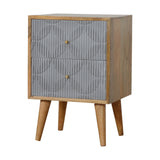 Geometric Carved Bedside