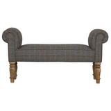 Multi Tweed Turned Bedroom Bench