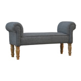 Black Tweed Bench with Turned Feet